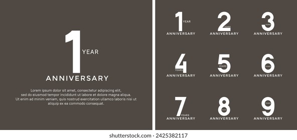 set of anniversary logo style white color on black background for special moment