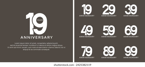 set of anniversary logo style white color on black background for special moment