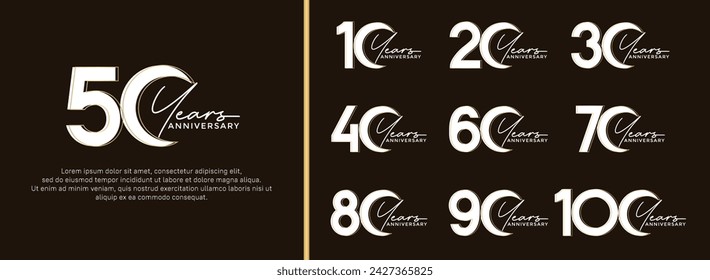set of anniversary logo style white color on dark background for special moment