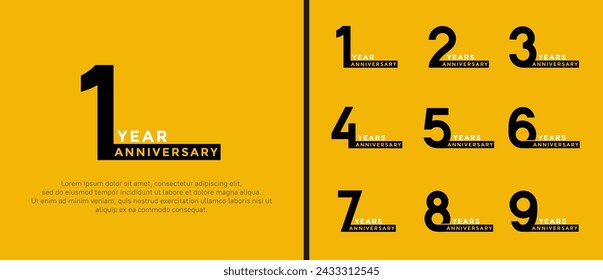 set of anniversary logo style white and black color on yellow background for special moment