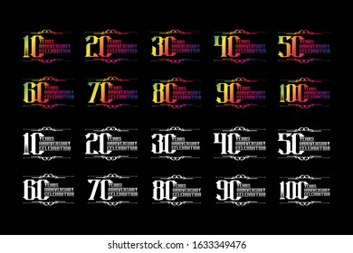 Set of anniversary logo template, Vector design birthday celebration