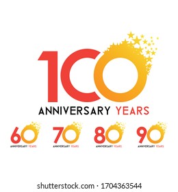 set anniversary logo vector red orange color