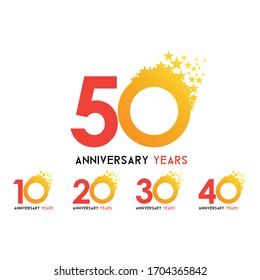 Set Anniversary Logo Vector Red Yellow Stock Vector (Royalty Free ...