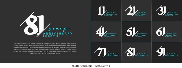 set of anniversary logo with white and blue color can be use for celebration