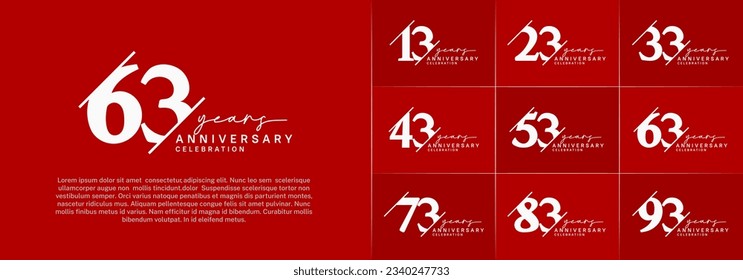 set of anniversary logo with white color can be use for celebration