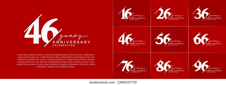 set of anniversary logo with white color can be use for celebration