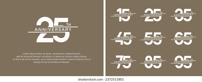 set of anniversary logo white color on brown background for celebration moment