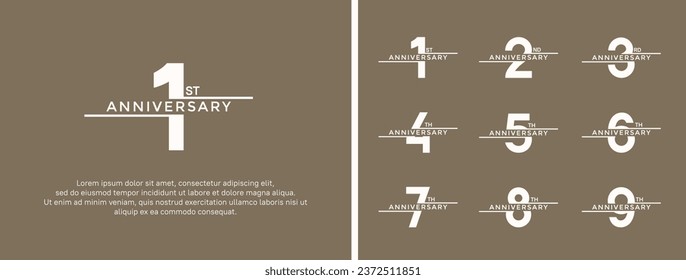 set of anniversary logo white color on brown background for celebration moment