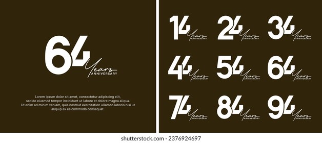 set of anniversary logo white color on brown background for celebration moment