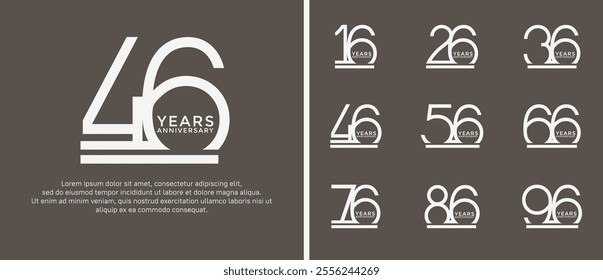 set of anniversary logo white color on brown background for celebration moment