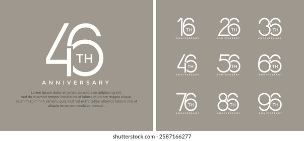 set of anniversary logo white color on brown background for celebration moment