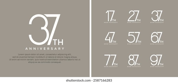 set of anniversary logo white color on brown background for celebration moment