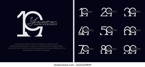 set of anniversary logo white color on brown background for celebration moment