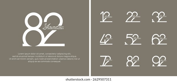 set of anniversary logo white color on brown background for celebration moment