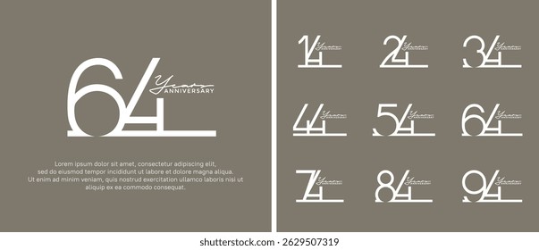 set of anniversary logo white color on brown background for celebration moment