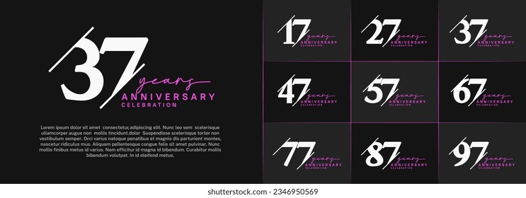 set of anniversary logo with white and purple color can be use for celebration