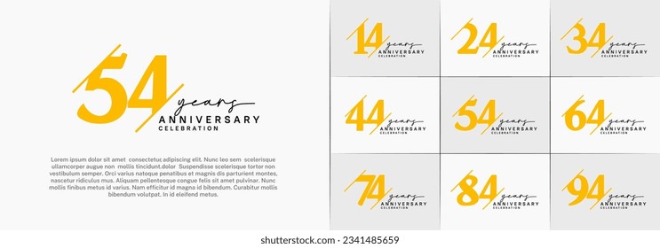 set of anniversary logo with yellow and black color can be use for celebration