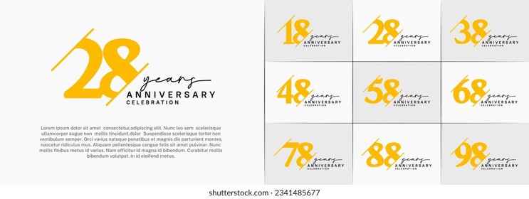 set of anniversary logo with yellow and black color can be use for celebration