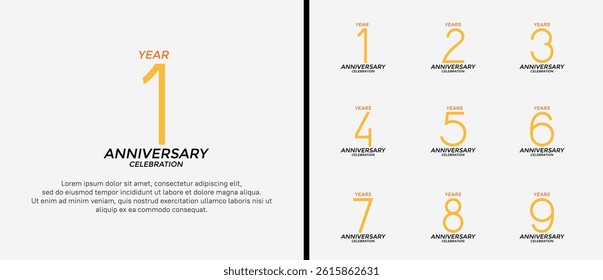 set of anniversary logo yellow and black color on white background for celebration moment