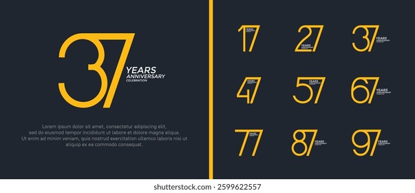 set of anniversary logo yellow and white color on black background for celebration moment