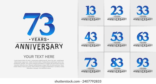 Set of Anniversary Logotype black and blue color can be use for special day celebration