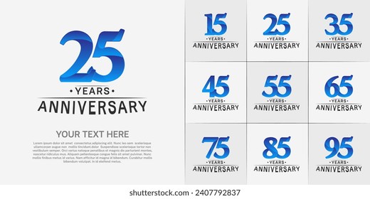 Set of Anniversary Logotype black and blue color can be use for special day celebration