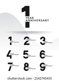 Set of Anniversary logotype and black color with white background for celebration