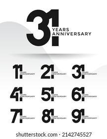 Set of Anniversary logotype and black color with white background for celebration