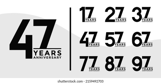 Set of Anniversary logotype and black color with white background for celebration