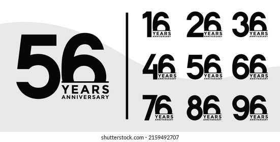 Set of Anniversary logotype and black color with white background for celebration