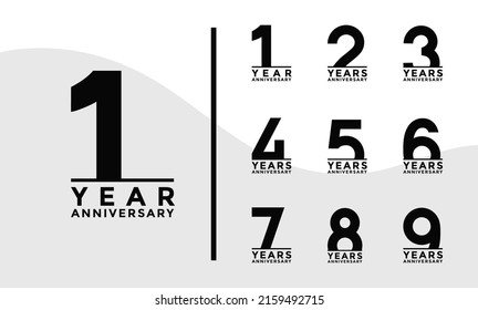 Set of Anniversary logotype and black color with white background for celebration