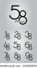 set of anniversary logotype black color premium edition on white background for celebration