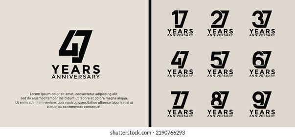 set of anniversary logotype black color on soft background for celebration moment