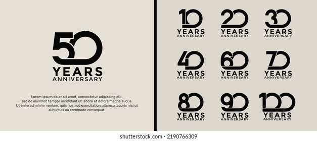 set of anniversary logotype black color on soft background for celebration moment