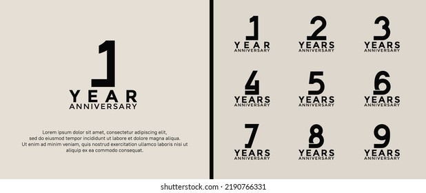 set of anniversary logotype black color on soft background for celebration moment