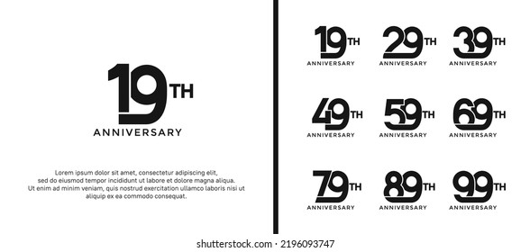 set of anniversary logotype black color on white background for celebration moment