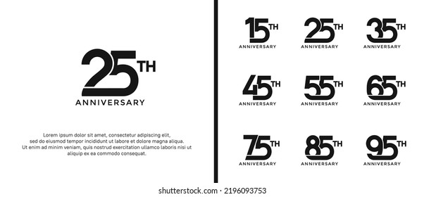 set of anniversary logotype black color on white background for celebration moment