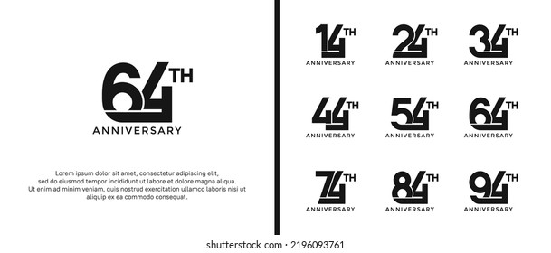 set of anniversary logotype black color on white background for celebration moment