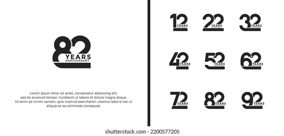 set of anniversary logotype black color on white background for celebration moment