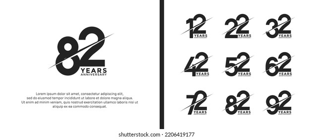 set of anniversary logotype black color on white background for celebration moment