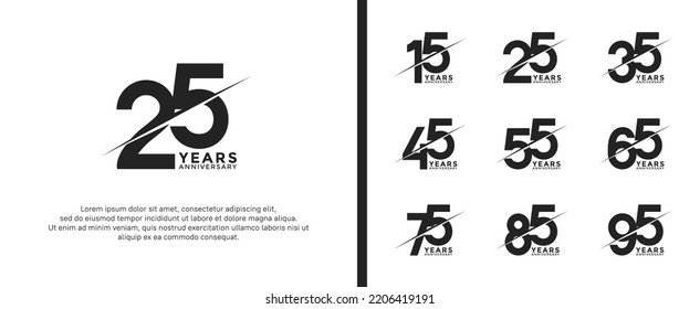 set of anniversary logotype black color on white background for celebration moment