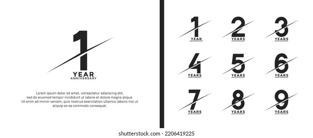 set of anniversary logotype black color on white background for celebration moment
