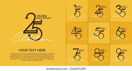 set of anniversary logotype black color and white handwriting for special celebration event