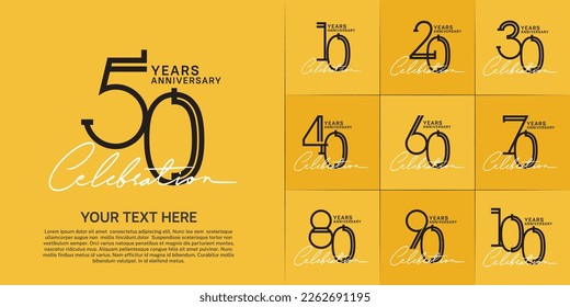 set of anniversary logotype black color and white handwriting for special celebration event