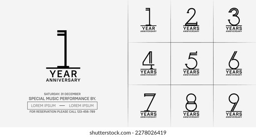 set of anniversary logotype black color for special celebration event