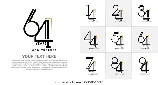 set of anniversary logotype black color for special celebration event