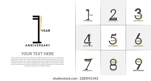 set of anniversary logotype black color for special celebration event