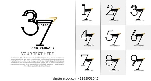 set of anniversary logotype black color for special celebration event