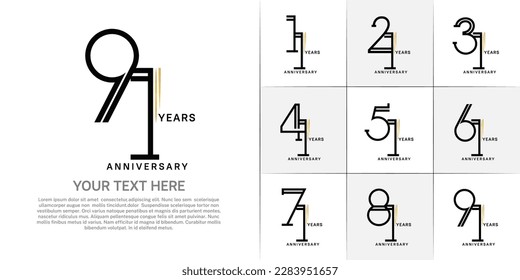 set of anniversary logotype black color for special celebration event