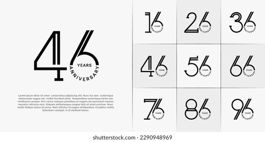 set of anniversary logotype black color for special celebration event